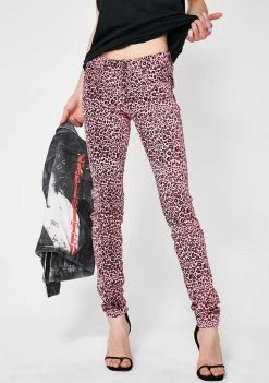 Tripp NYC Pink Cheetah T-Back Jeans