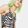 Tripp NYC Zebra Side Lace Crop Top