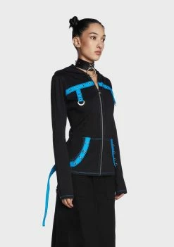 Tripp NYC Zip-Up Hoodies Black/Blue Multi Eyelet Hoodie