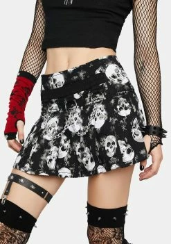 Tripp NYC Shadow Skull Mary Chain Pleated Skirt