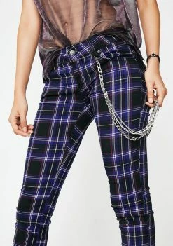 Tripp NYC Violet Tartan Plaid Pants Bottoms 8 Tripp NYC Violet Tartan Plaid Pants Bottoms