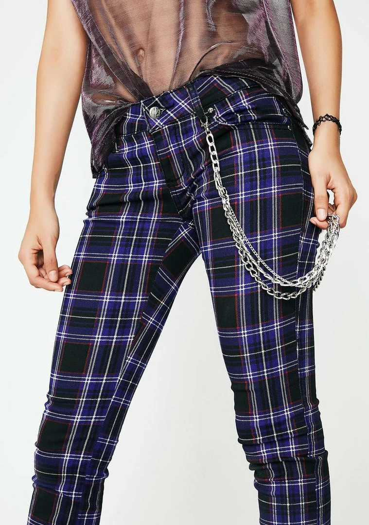 Tripp NYC Violet Tartan Plaid Pants Bottoms 5 Tripp NYC Violet Tartan Plaid Pants Bottoms