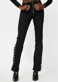 Tripp NYC Denim Flare Button Up Side Jeans