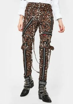 Tripp NYC Leopard Classic Slim Leg Bondage Pants Bottoms