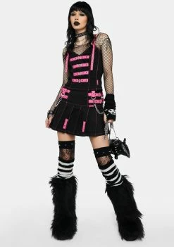 Tripp NYC Pleated Skirt Pink Buckle Pleated Strap Skirt