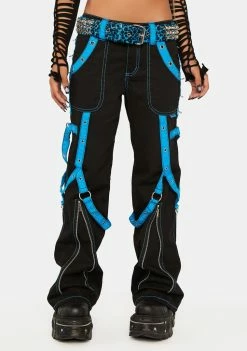 Tripp NYC Wide Leg Pants Blue Multi Eyelet Dark Street Pants