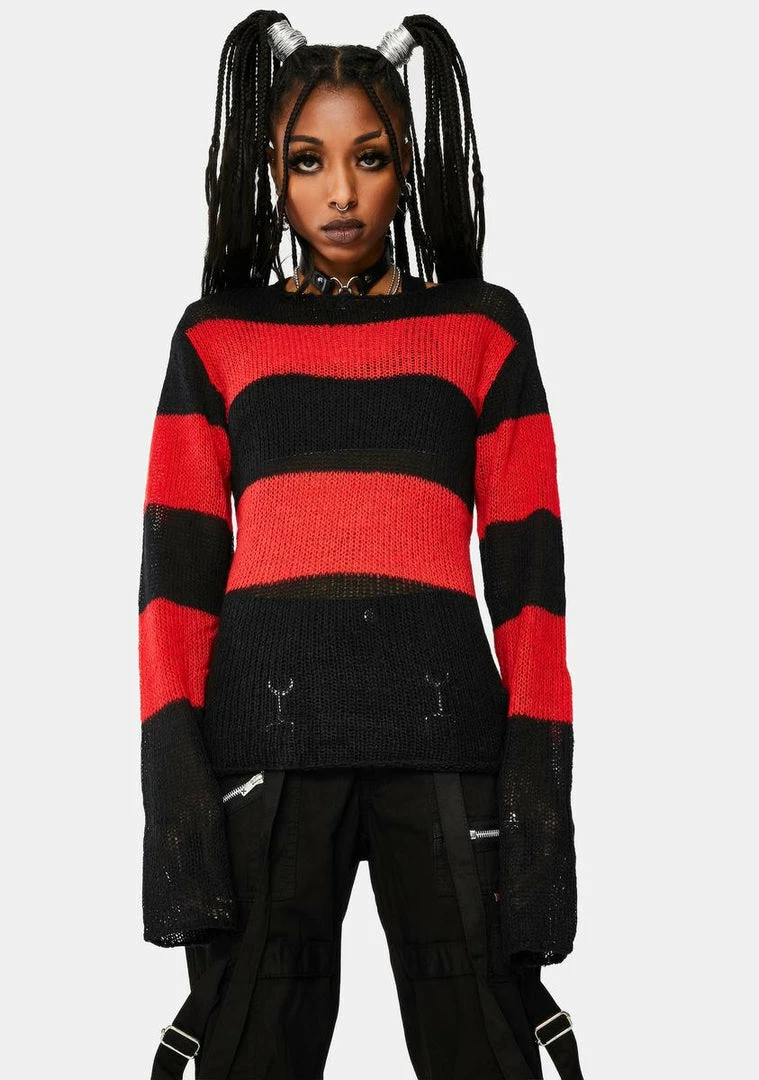 Tripp NYC Red Striped Knit Sweater 3 Tripp NYC Red Striped Knit Sweater