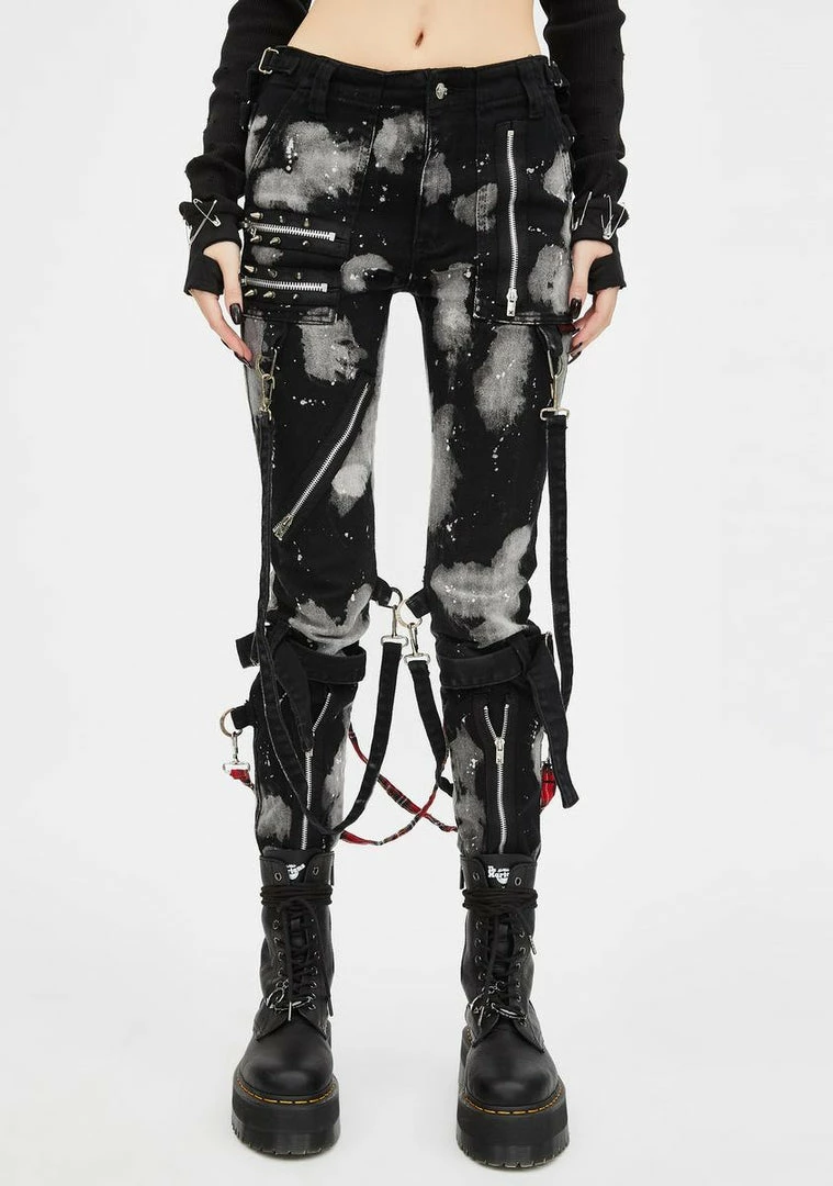 Tripp NYC Bleach And Stud Bondage Pants Bottoms 4 Tripp NYC Bleach And Stud Bondage Pants Bottoms