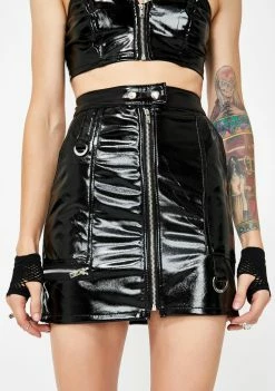 Tripp NYC Vinyl Zip Skirt