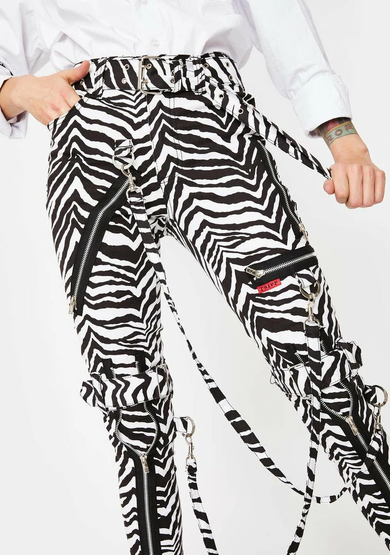 Tripp NYC Zebra Classic Slim Leg Bondage Pants Bottoms 5 Tripp NYC Zebra Classic Slim Leg Bondage Pants Bottoms