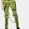 Tripp NYC Neon Lime Plaid Bondage Pants