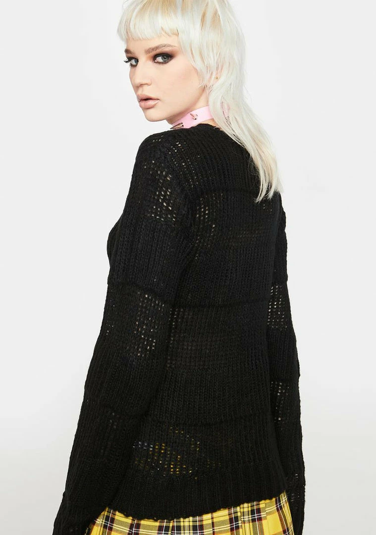 Tripp NYC Knit Sweaters Open Stripe Knit Sweater 6 Tripp NYC Knit Sweaters Open Stripe Knit Sweater