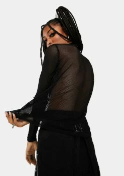 Tripp NYC Long Sleeve Fishnet Top