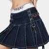 Tripp NYC Denim Pleated Bondage Skirt