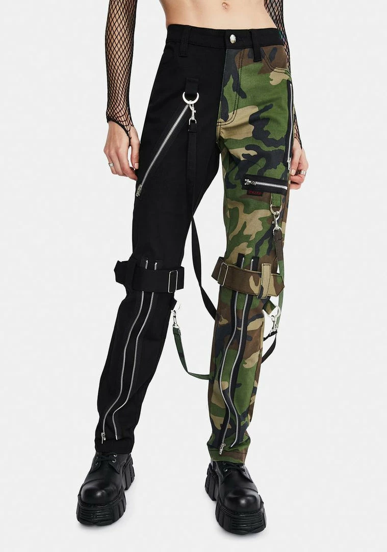 Tripp NYC Camo Split Leg Bondage Pants Bottoms 3 Tripp NYC Camo Split Leg Bondage Pants Bottoms