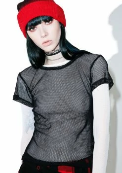 Tripp NYC Tops Fishnet Baby Tee