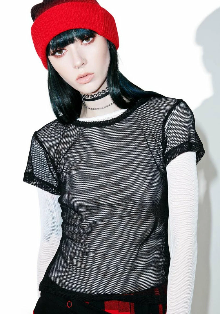 Tripp NYC Tops Fishnet Baby Tee 3 Tripp NYC Tops Fishnet Baby Tee