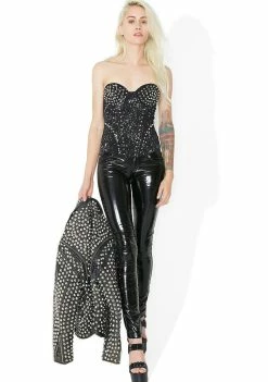 Tripp NYC Tops Bleach And Stud Corset