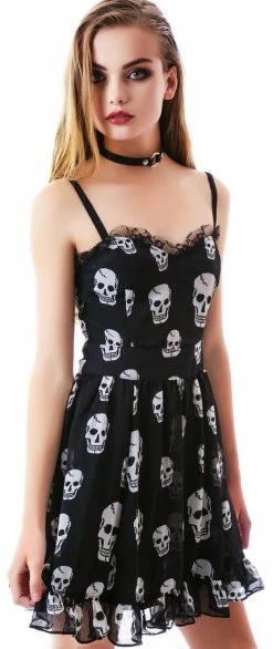 Tripp NYC Dresses Destroy Skull Ruffle Dress