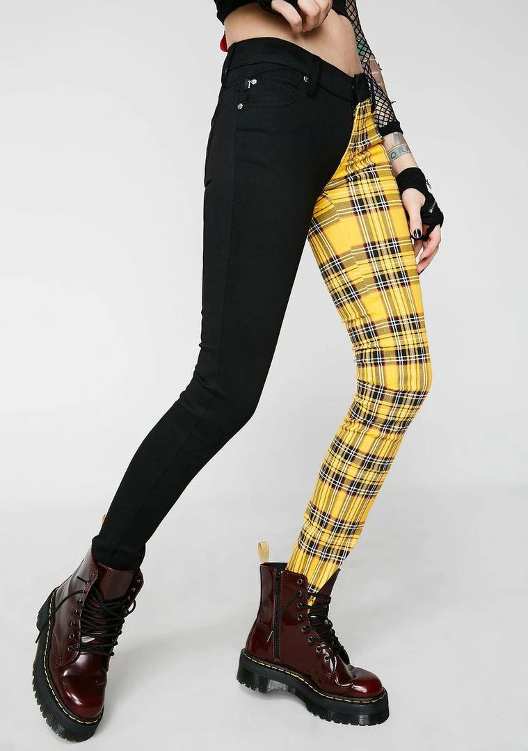 Tripp NYC Plaid Split Leg Jeans Bottoms 3 Tripp NYC Plaid Split Leg Jeans Bottoms