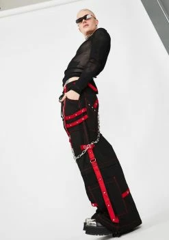 Tripp NYC Black Red Chain And Zipper Pants