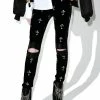 Tripp NYC Bottoms Metallic Cross Velvet Leggings 2 Tripp NYC Bottoms Metallic Cross Velvet Leggings