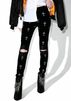 Tripp NYC Bottoms Metallic Cross Velvet Leggings