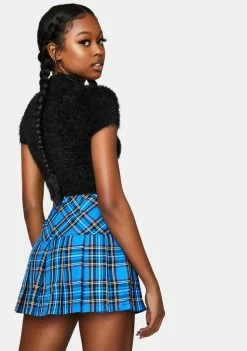 Tripp NYC Woven Blue Plaid Pleated Mini Skirt 9 Tripp NYC Woven Blue Plaid Pleated Mini Skirt