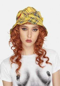 Tripp NYC Yellow Plaid Bondage Bucket Hat