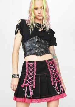 Tripp NYC Pink Lace Pleated Skirt