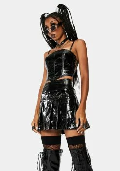 Tripp NYC Vinyl Pleated Mini Skirt