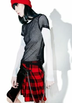 Tripp NYC Tops Fishnet Baby Tee