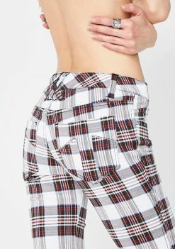 Tripp NYC White Tartan Plaid T-Back Jeans