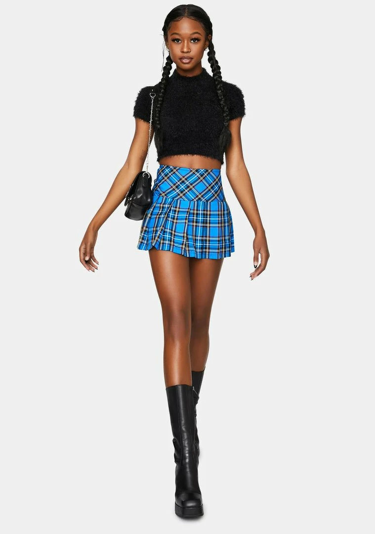 Tripp NYC Woven Blue Plaid Pleated Mini Skirt 5 Tripp NYC Woven Blue Plaid Pleated Mini Skirt