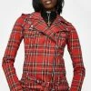 Tripp NYC Outerwear Red Plaid Wild Child Moto Jacket 2 Tripp NYC Outerwear Red Plaid Wild Child Moto Jacket