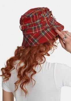 Tripp NYC Red Plaid Bondage Bucket Hat 6 Tripp NYC Red Plaid Bondage Bucket Hat