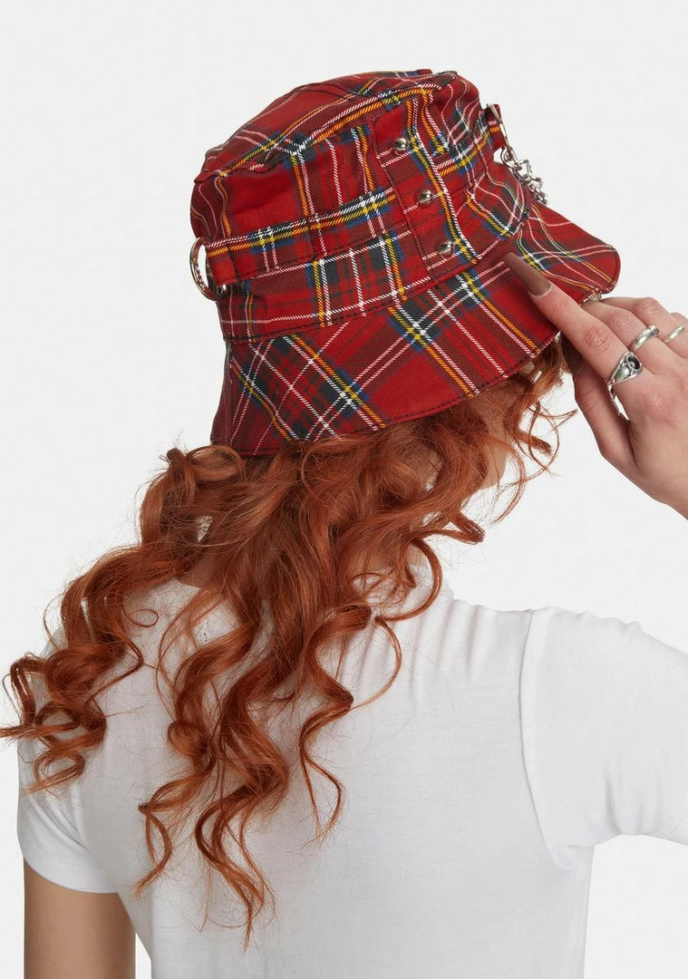 Tripp NYC Red Plaid Bondage Bucket Hat 4 Tripp NYC Red Plaid Bondage Bucket Hat
