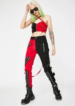 Tripp NYC Bottoms Red Split Leg Bondage Pants