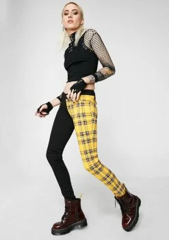 Tripp NYC Plaid Split Leg Jeans Bottoms 9 Tripp NYC Plaid Split Leg Jeans Bottoms