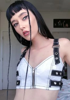 Tripp NYC Tops White Side Strap Crop Top