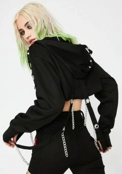 Tripp NYC Chain Strap Crop Hoodie Tops 9 Tripp NYC Chain Strap Crop Hoodie Tops