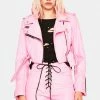 Tripp NYC Pink Cropped Moto Jacket Outerwear