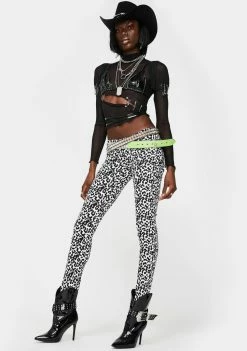 Tripp NYC White Leopard T-Back Skinny Jeans Bottoms