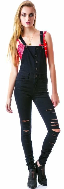 Tripp NYC Ripped Knee Overall Bottoms