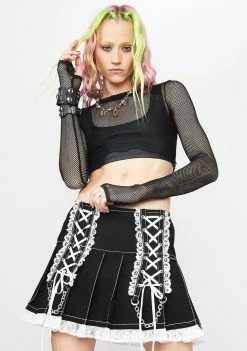 Tripp NYC Mini Skirt Lace Pleated Skirt