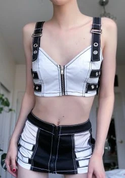 Tripp NYC Tops White Side Strap Crop Top