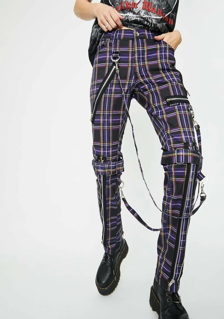 Tripp NYC Bottoms Purple Plaid Bondage Pants 3 Tripp NYC Bottoms Purple Plaid Bondage Pants
