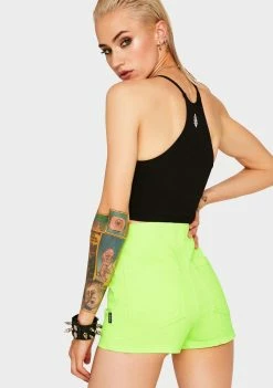 Tripp NYC Neon Lime Zip Shorts 9 Tripp NYC Neon Lime Zip Shorts