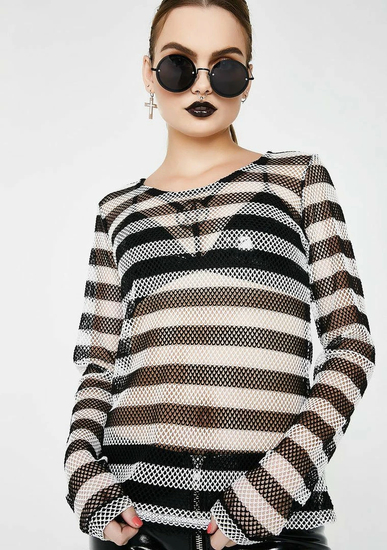 Tripp NYC Long Sleeve Striped Mesh Top 3 Tripp NYC Long Sleeve Striped Mesh Top