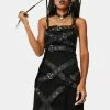 Tripp NYC Dresses Faux Leather Belted Bondage Mini Dress